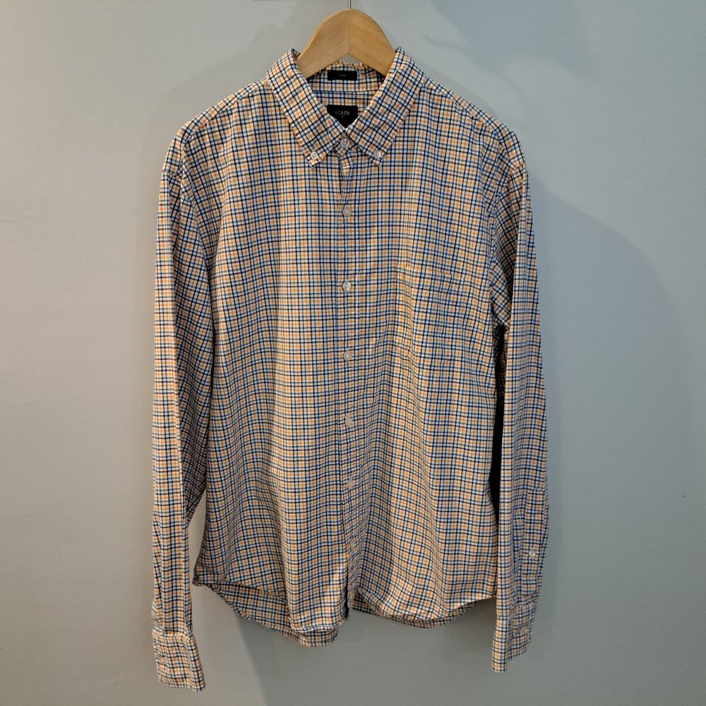 J. Crew Slim Fit men's extra large long sleeve button down plaid shirt